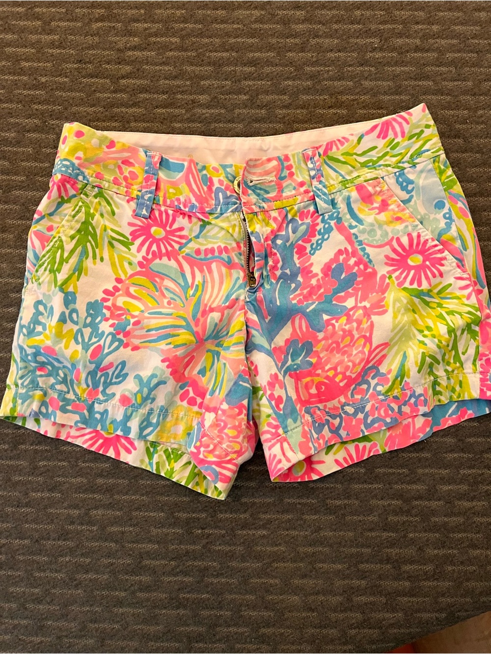 Lilly Pulitzer Neon Floral Cotton Shorts - Pink Blue Green Yellow